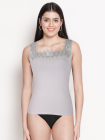 Shyle Grey Square Lace Neck Ribbed Camisole