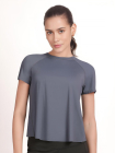 Shyle Volcanic Ash Half Sleeve Overlap Mesh Back T-Shirt