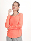 Shyle Coral Reef Orange Round Hem Full Sleeve TShirt