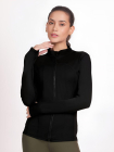 Shyle Black Full Sleeve Finger Keyhole High Neck Jacket