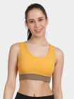 Shyle Yellow and Brown Low Impact Removable Padding Sports Bra