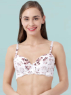 Susie White Brown Printed Lace Cup Padded Wired Bra