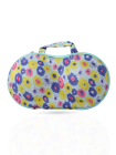 Shyle Blue Pink Flower Print EVA Travel Bra Bag