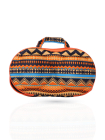 Shyle Orange Navy Blue Tribal Print EVA Travel Bra Bag