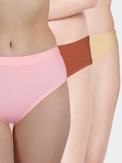 Susie Multicolor Medium Coverage Solid Bikini Panty Combo C