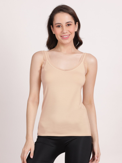 Shyle Pale Peach Lace Strap Modal Camisole