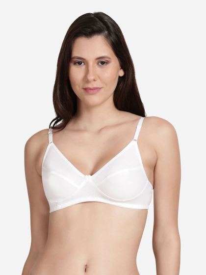 Shyle White Non Padded Seamed Casual Bra