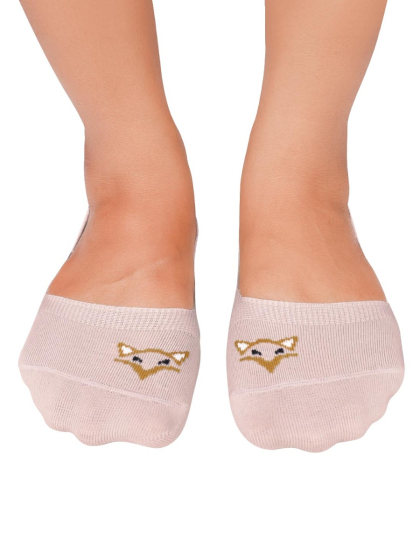 Shyle Light Pink Fox Knit Seamless Ankle Socks