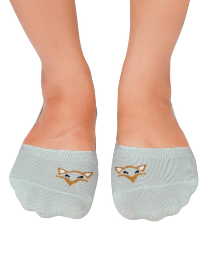 Shyle Mint Green Fox Knit Seamless Ankle Socks