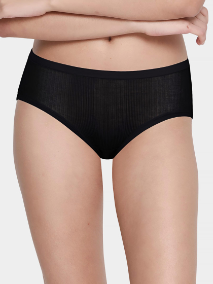 Shyle Black Beauty Ribbed Full Coverage Bikini Panty