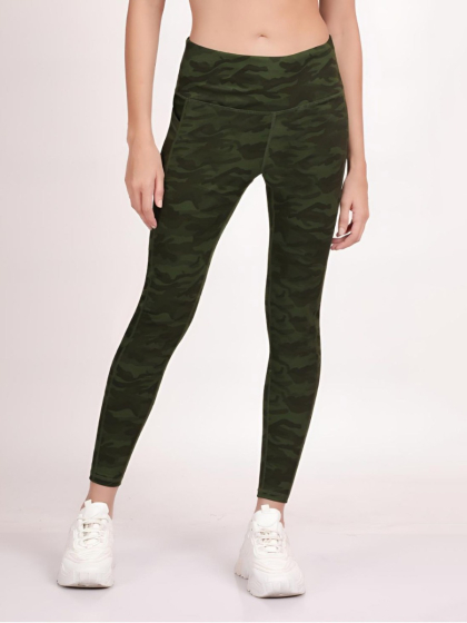 Shyle Calla Green High Waist Cameo Printed Workout Leggings