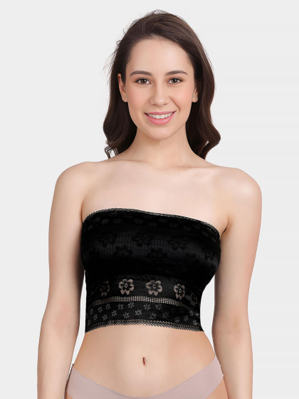 Shyle Black Beauty Shimmer Lace Longline Tube Bra