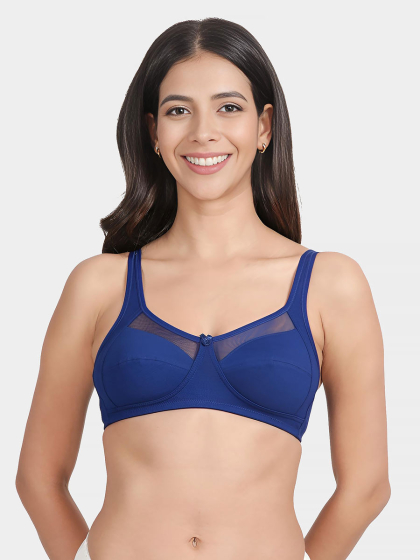 Susie Sodalite Blue Mesh Neckline Non Padded Everyday Bra