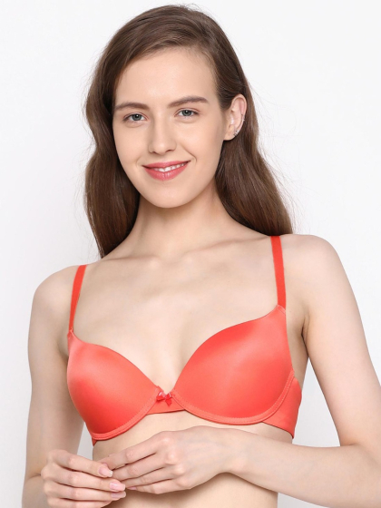 Susie Orange Push Up Bra With Satin Straps