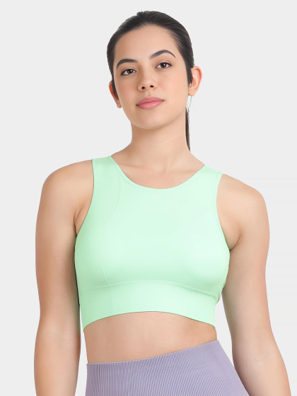 Shyle Mint Green Pink Mesh Back Seamless Sports Bra