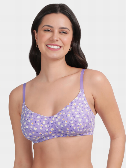 Susie Purple Daisy Print Seamed Full Support Everyday Bra