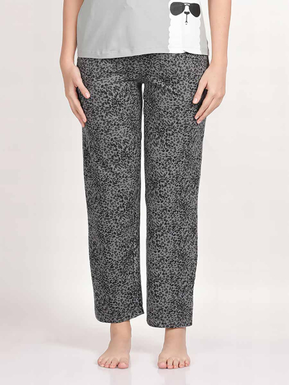Shyaway Grey Black Printed Full Length Pyjama Pants