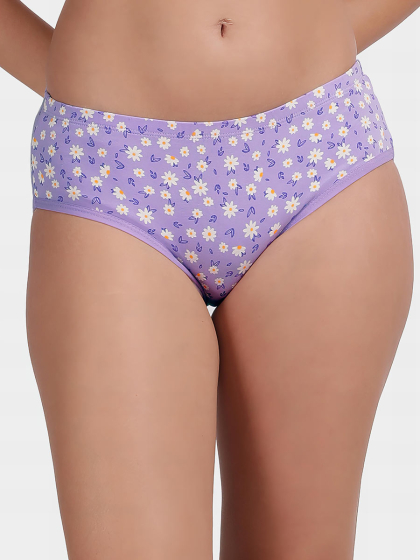 Susie Purple Daisy Print Full Coverage Hipster Panty