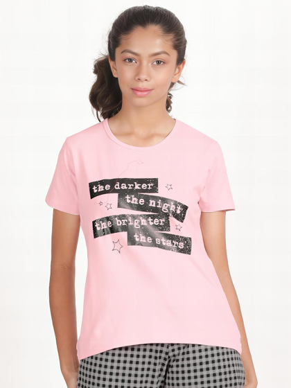 Shyaway Tweens Pink Black Night Stars Teens Pyjama Top