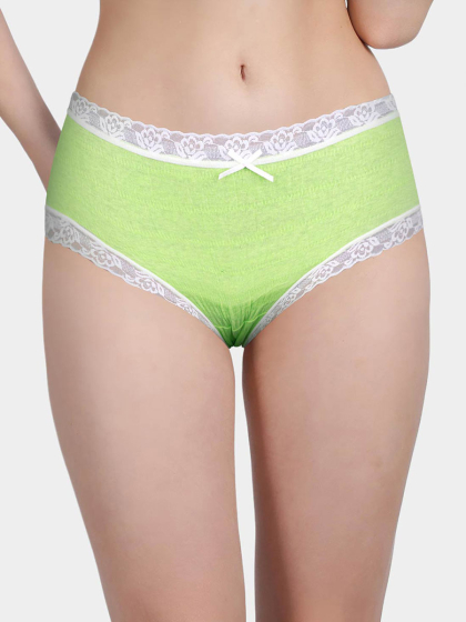 Susie Green Crinkle Soft Contrast Lace Low Waist Hipster Panty