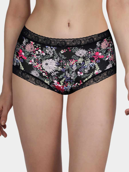 Susie Black Bean Floral Burst Medium Waist Hipster Panty
