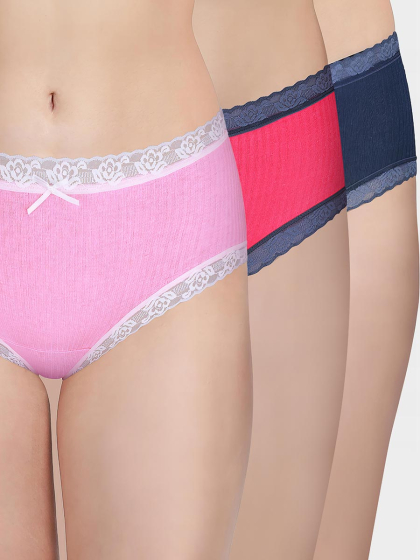 Susie Multicolor Ribbed Full Coverage Hipster Panty Combo A