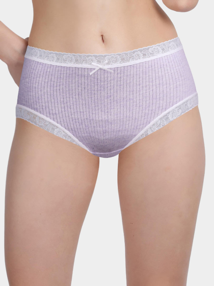 Susie Lavender Ribbed Medium Waist Hipster Panty