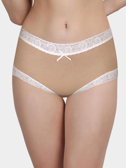 Susie Light Brown White Lace Low Waist Hipster Panty