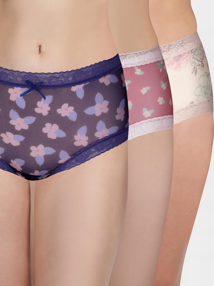 Susie Multicolor Fully Floral Medium Waist Hipster Panty Combo C