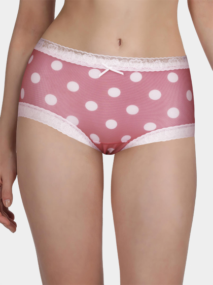 Susie Mauve White Polka Floral Full Coverage Hipster Panty