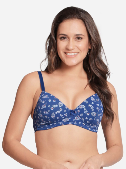 Taabu Surf Blue Paisley Print Padded Wirefree T shirt Bra