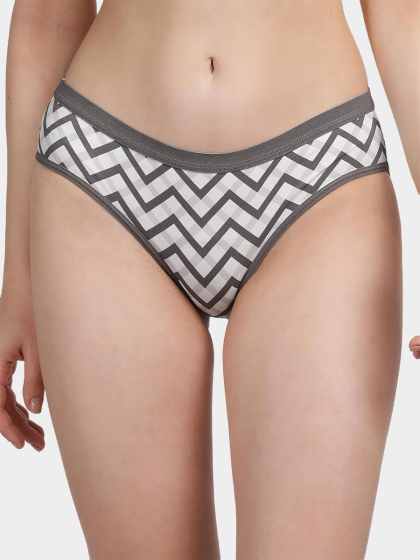 Taabu Grey Chevron Print Polyamide Bikini Panty