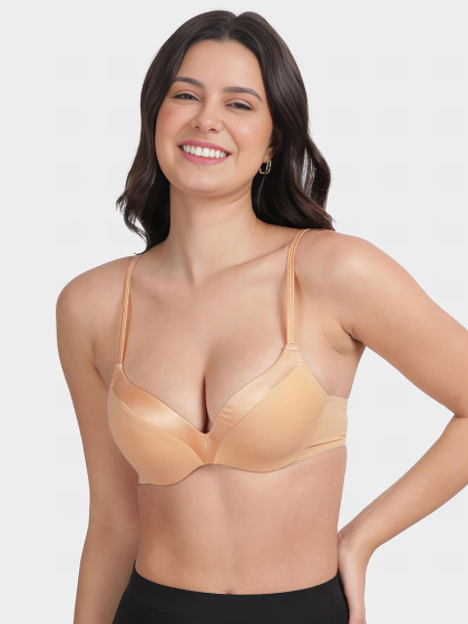 Susie Buff Skin Satin Neckline Padded Wired Bra