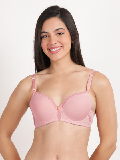 Susie Baby Pink Top Lace Wired TShirt Bra