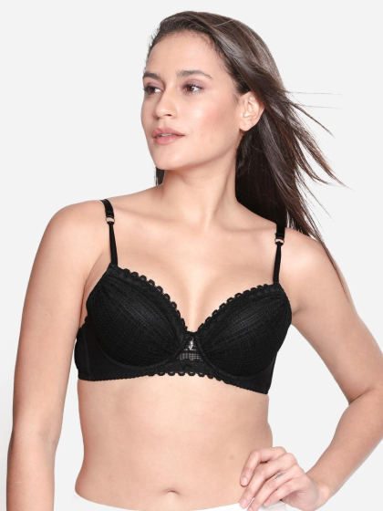 Susie Black Beauty Padded Wired Full Lace Designer Bra