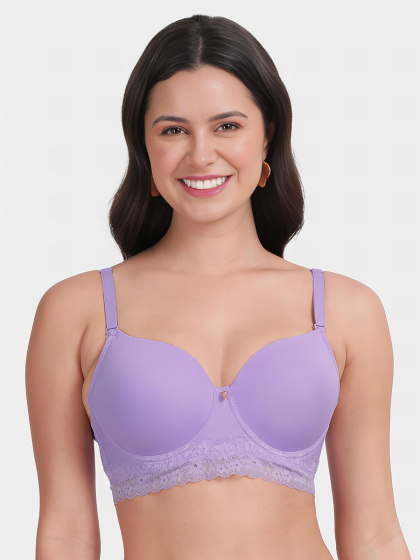 Susie Chinese Violet Decorative Underband Lace Padded Wired Bra 