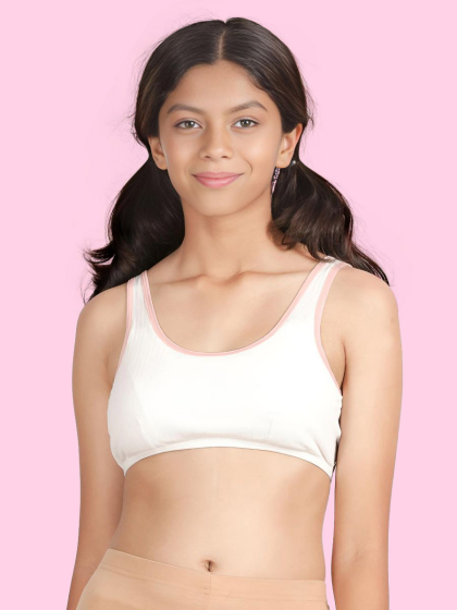 Shyaway Tweens White Pink Foam Padded Teens Bra