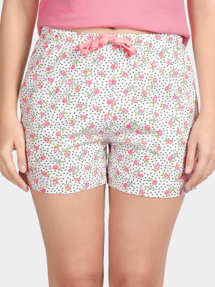 Shyaway Grey Floral Printed Mid Thigh Shorts