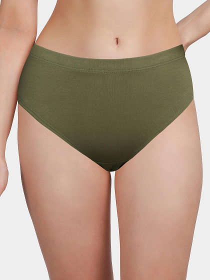 Susie Calla Green Solid Full Coverage Hipster Panty