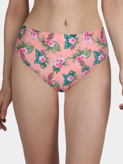 Susie Salmon Peach Printed Full Coverage Hipster Panty