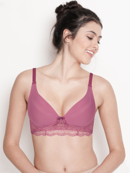 Taabu Dusky Orchid Padded Wirefree Bottom Lace Plunge Bra