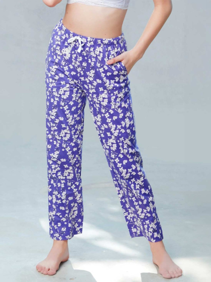 Shyaway Paisley Purple Floral Print Full Length Pyjama Pants